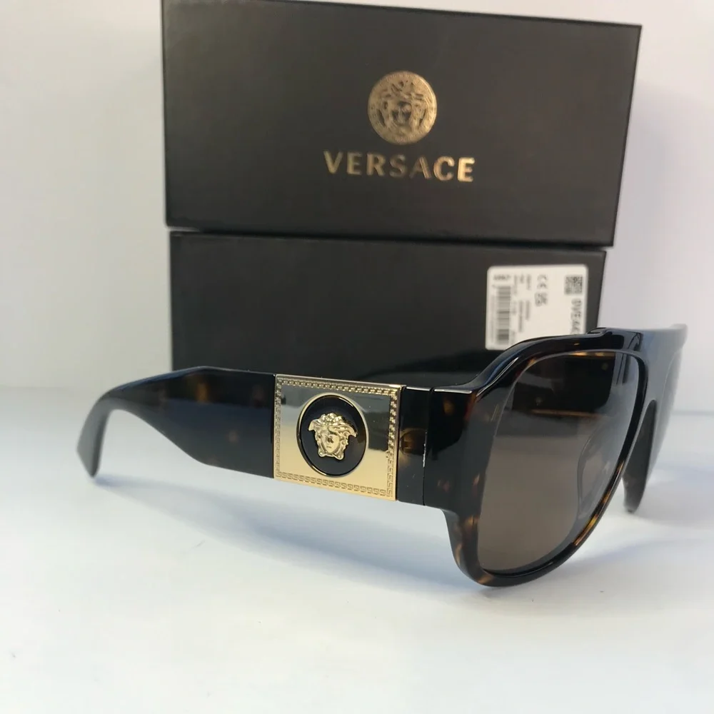 New Authentic Versace VE4436U Havana Dark Brown Sunglasses